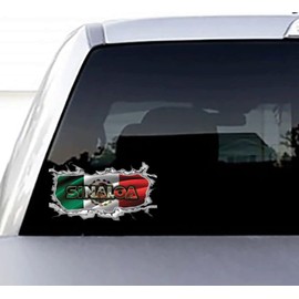 Sinaloa Rip Effect Mexico Flag MX Calcamonia SIN Decal Sticker (11" Length)