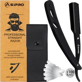 ASIPRO Professional Straight Razor for Men with 100 Barber Razor Blades & Carrying Case, Straight Razor Shaving Kit Navaja Para Barbero Straight Razor Barber, Beard Razor for Men Straight Edge Razor