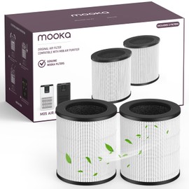 MOOKA M05 Air Purifier Filter, 3-in-1 True HEPA Filter, High-Efficiency Activated Carbon Air Filter for Smoke, Odor, Dander, Pollen,2 Pack