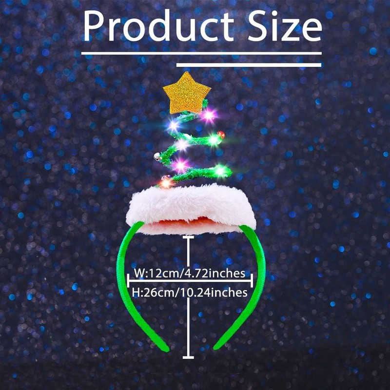 Firuilo Light Up Christmas Headbands Springy Christmas Tree Hairbands With