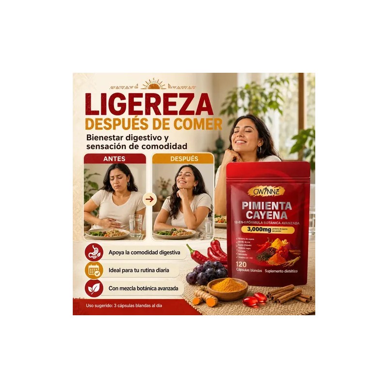 Gwynne Pimienta Cayenne 3000mg 120 Cápsula,suplemento 12 En 1 Con