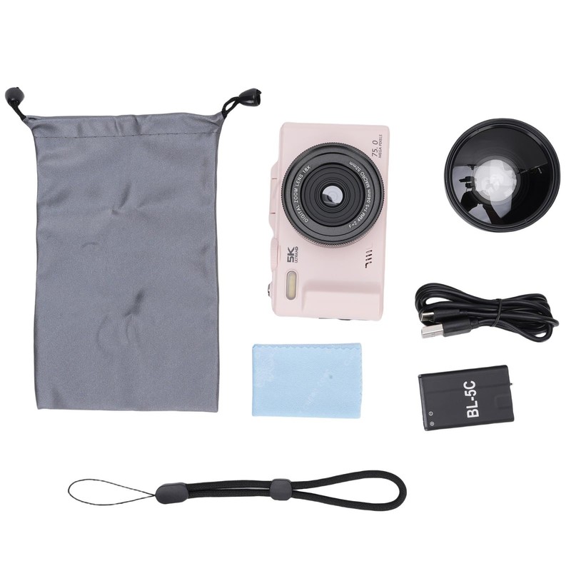 Bewinner 5K Digital Camera 75MP WiFi Vlog Cam with 18X