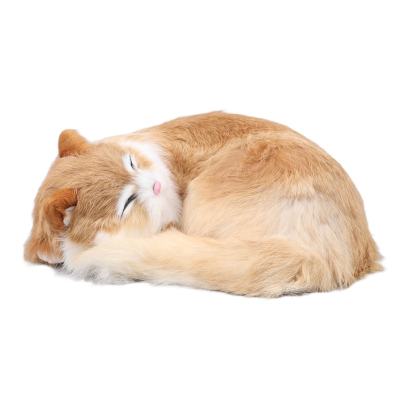 Fur Cat Figurine Simulation Cute Decorative Plush Cat Statue Toy