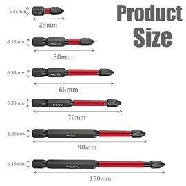 1 Set Screwdriver Bit Set, 6 Size PH2 High Strength Bits, High Magnetic Screwdriver Drill Bit Set, Bit Set, for Various Drill Tools, Furniture Repair etc. (Black 1)