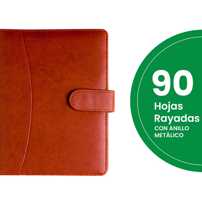 Carpeta de curpiel con block de 90 hojas de raya