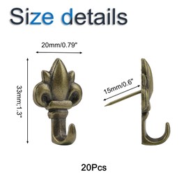 INCREWAY Push Pin Hangers, 20Pcs Bronze Flower Shaped Push Hook Vintage Picture Hanging Pin Hooks Small Wall Hooks with Nail for Hanging (Flower Shaped)