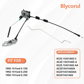 Blycorul Rear Door Latch Assembly with Cable & Rod, Right Passenger Side for Ford 1992-2019 E150 E250 E350 Econoline Van, Cargo Door Lock Latch Connective Repair Replaces 6C2Z-15431A02-AA
