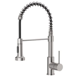 OWOFAN Kitchen Faucet with Pull Down Sprayer Industrial 1 Handle 1 Hole Or 3 Hole Faucet for Farmhouse Camper Laundry Utility Rv Wet Bar Sinks, Stainless Steel Brushed Nickel