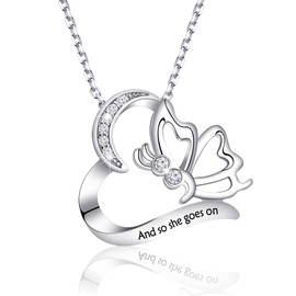 Semicolon Butterfly Necklace And So She Goes On Semicolon Jewelry Warrior Fighter Semicolon Suicide Prevention Gift (She Goes On butterfly N CA)