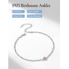 Alexandrite Anklets for Birthday, 925 Sterling SIlver 3mm Figaro Chain