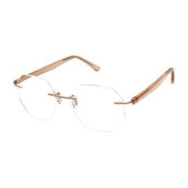 Scojo New York Gels Heptagon Reading Glasses - Scratch-Resistant, Stylish Readers for Men & Women, Reflective Gold Crystal - 1x Magnification