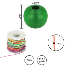 Kurtzy Pack of 1000 Assorted Round Wooden Beads for Threading with Elastic Cord - 7 mm Natural Wooden Beads Colourful Beads for Chains, Jewellery, Key Chains, DIY Crafts & Home Decoration