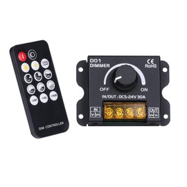 BENLUN LED Strip Light DC 5V-24V RF 14 Keys 30A Knob Dimmer Controller, PWM Digital Dimming Technology, Remote Control or Through The Knob Toadjust Brightness, for LED Strip Lights