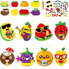 chiazllta 32 Packs Fruit Craft Kits for Kids Summer DIY Hawaiian Fruit Sticker Art Craft Set for Early Education Home Class Day-Care Fun Game Activities Summer Party Favors