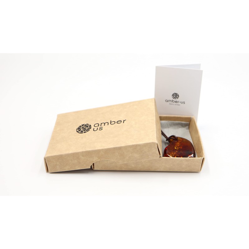 Amber Pendant Cognac Colour with Leather Cord | Baltic Amber