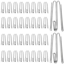 60 Stainless Steel Curtain Hooks and Pins - 4 Prongs Pinch Pleat Drapery Hooks for Window and Shower Curtains