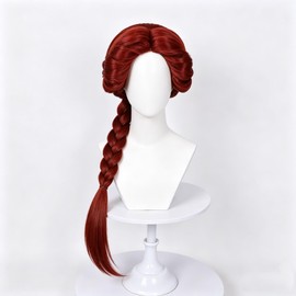 Anime Red long Braids Cosplay Wig Halloween Women Costume Party Synthetic Wig