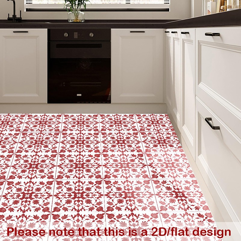 Nuxovilar Peel and Stick Vinyl Floor Tiles, 11.8"x11.8" Red Leaf