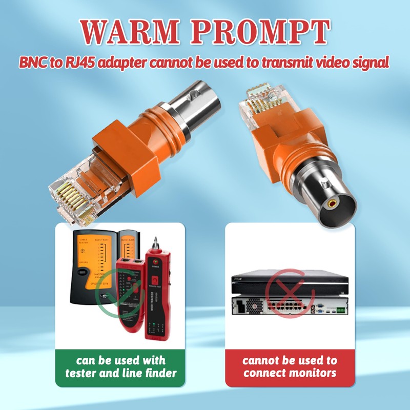 Elecbee BNC Female to RJ45 Male Adapter 180 Degree 50