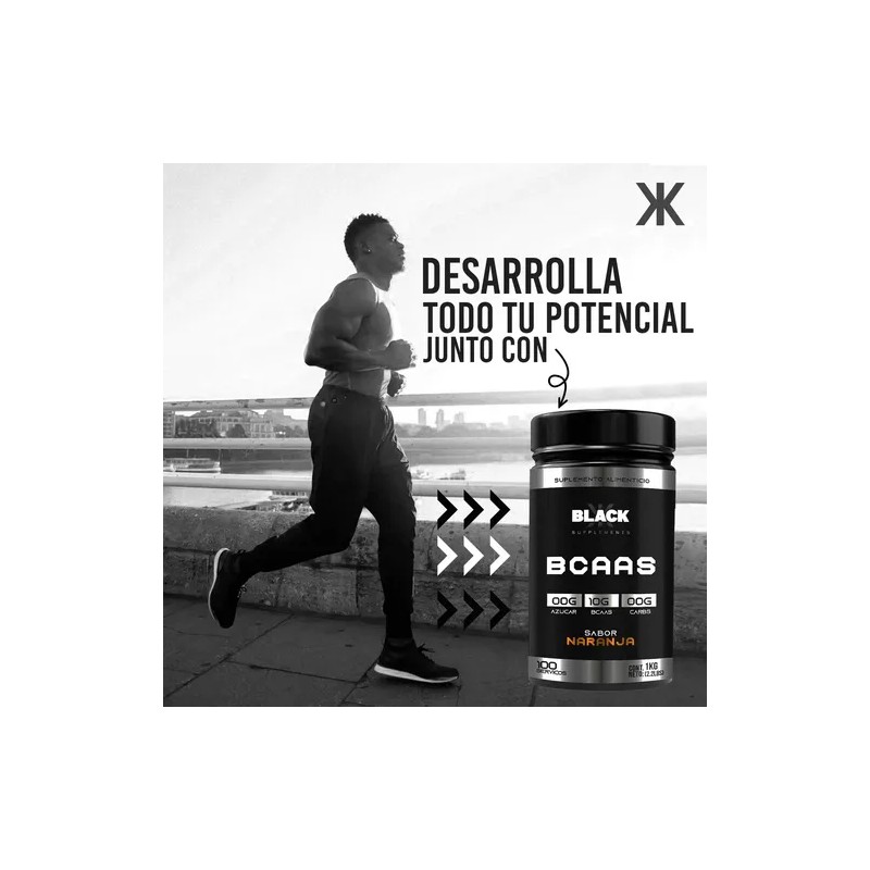 Aminoácidos Bcaas Black 1 Kg Sabores 100 Servicios