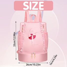 AUNGKWANG Children's Swimming Bag, Ballet Dance Sports Bag with Drawstring, Waterproof Backpack with Bottom Compartment, 33 x 26 x 16 cm Large Children's Gym Bag Gym Bag Girls Boys, Pink (pink 2)