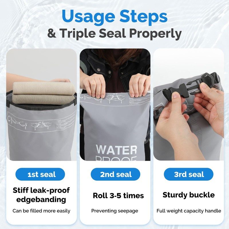 Yeabett Waterproof Dry Bag, Waterproof Beach Bag with Adjustable Shoulder