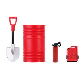 LAFEINA Simulation Oil Drum, Shovel,Fuel Tank,Fire Extinguisher Decorative Accessories for 1/18 TRX4M 1/24 SCX24 RC Crawler Car