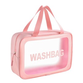 Nightstar Multipurpose Transparent PVC Zipper Cosmetic Travel Wash Bag Organizer Toiletry Makeup Portable Carry Pouch for Women Girls (Pink), Pink, M, Travel Accessories