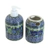 Blue Rose Polish Pottery Sapphire Fields Soap Dispenser & Toothbrush