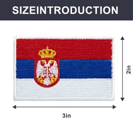 JBSJBS Serbia Flag Embroidered Patches Serbian Flags Patch Serbia Military Tactical Patch Team Logo Decorations(2Pack)