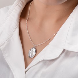 Semoya Saint Michael Necklace for Women, St Michael Protect Us Amulet Medal Pendant Chain Christian Religious Catholic Gifts Silver