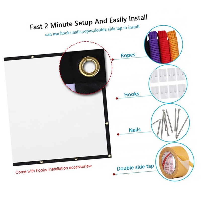 COHEALI Camping Projector Screen Portable Drop Down Screen Home Theater