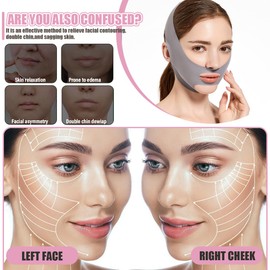 UEIOAVL Gesichtsstraffungsbänder, 1 Stück wiederverwendbare V-förmige Maske V-Line-Lifting-Maske für Doppelkinn und schlaffe Gesichtshaut geeignet für den täglichen Gebrauch (grau)