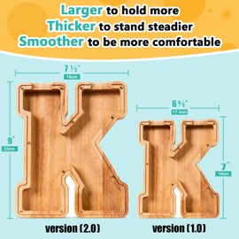 SummiDate Wooden Letter Piggy Bank| Piggy Bank for Boys Girls Toddler| Alphabet K Money Bank| Coin Bank Birthday Gift for Kids|Children's Gift(Initial-K)