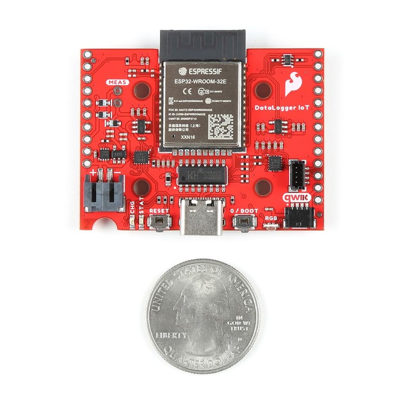 SparkFun DataLogger IoT, ESP32-WROOM-32E Module, MAX17048 LiPo Fuel Gauge, Dimensions: