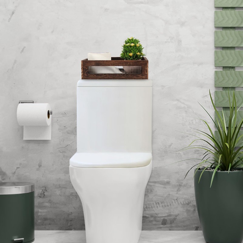 Rustic Wooden Storage Baskets, Nesting Design with Wire Mesh, Set