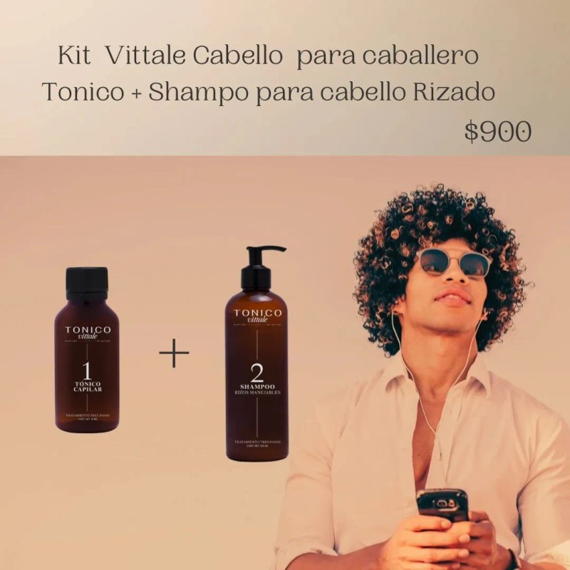 Paquete Tónico Y Shampoo Para Cabello Rizado Tonico Vittale