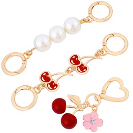 NEKOL NEKOL 3PCS Bag Extender Chain for Women, Cherry Pearl Purse Strap Extenders & Cherry Keychain, Bag Purse Handbags Charm Keychain Strap Extender Replacement Accessories Chain