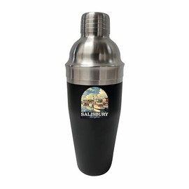 R and R Imports Salisbury Maryland Port of Salisbury Marina Design Souvenir 24 oz Stainless Steel Cocktail Shaker Black Single