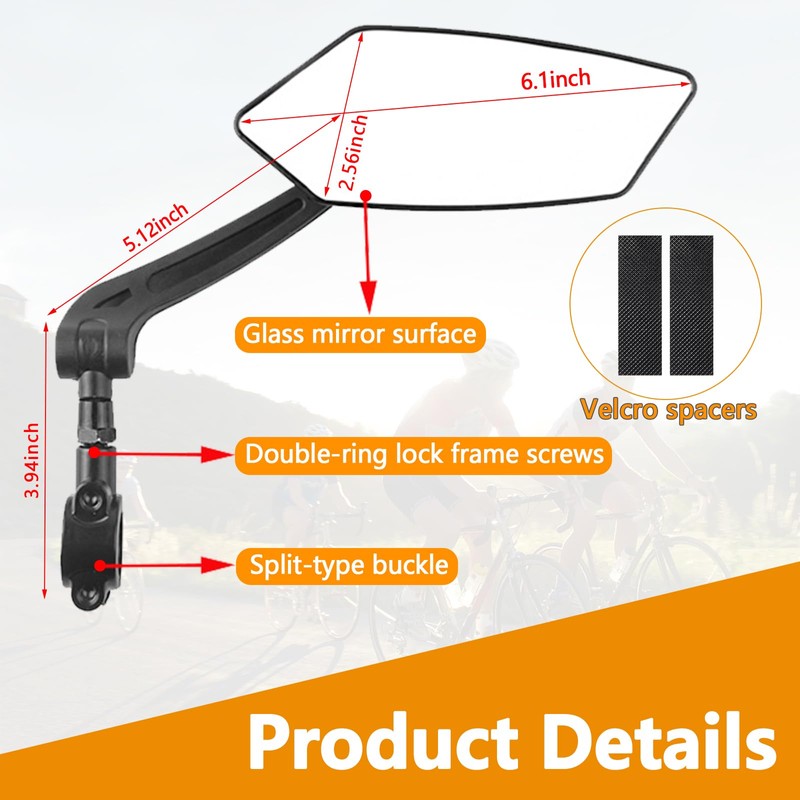 Foldable mirror for mountain bikes, 360-degree rotatable mirror, Bicycle Mirrors