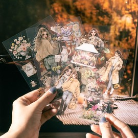 Alideco 18pcs Scrapbook Stickers Vintage European Architecture Flower Maiden Café Gourmet Sticker Book for Adults Sticker journaling Stickers for Scrapbooking (zhumingjingdian)