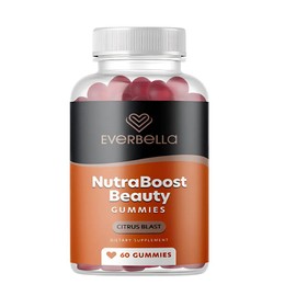 EVERBELLA Nutraboost Beauty Gummies, Vegan Collagen Booster, Biotin, Skin Hair and Nails, Vitamin A, E, C, Citrus Flavor, 30 Day Supply, Sugar-free