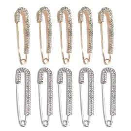 Pearl Brooch Safety Pin Brooch Pins and Crystal Shawl Clips Faux Crystal and Pearl Clips Sweater Scarf Coat Jewellery Pin Pack of 10 for Women Girls Clothing Decoration Accessories Jewellery
