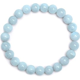 Gemstone Bracelet for Unisex - Stretch Beaded Bracelet - Healing Stone Jewelry - Lucky Charm Bracelet - Yoga Meditation Bracelet - precious stone bracelet Gift - 8mm (Aquamarine)
