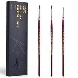 Golden Maple Kolinsky Sable Miniature Paint Brushes - Professional Micro Fine Detail Brushes for Miniatures, Model Painting, Figurines - Size 3/0 4/0 5/0