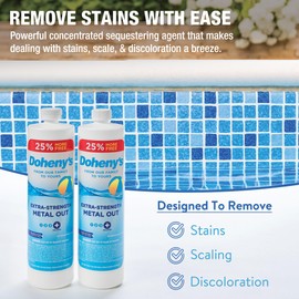 Doheny's Extra-Strength Metal Out Pool Treatment | Professional-Grade, Highly Concentrated Formula | Reduces Staining, Scaling & Discoloration | Dosage View Stripe | 40 Oz. Bottle