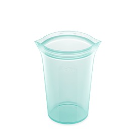 Zip Top Reusable Food Storage Bags | Large Cup [Teal] | Silicone Meal Prep Container | Microwave, Dishwasher and Freezer Safe | Made in the USA