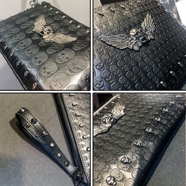 Downupdown Ladies Punk Spike Skull Rivet Clutch Bag Handbag Small Shoulder Bag Women's Designer Evening Party Purses