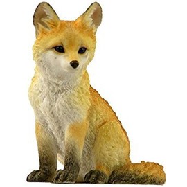 4.5 Inch Sitting Fox Cub Decorative Statue Figurine, Orange and White