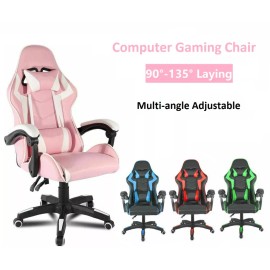 Unbranded High Back Computer Gaming Chair Leather Racing Ergonomic Recliner Swivel Seat - White
